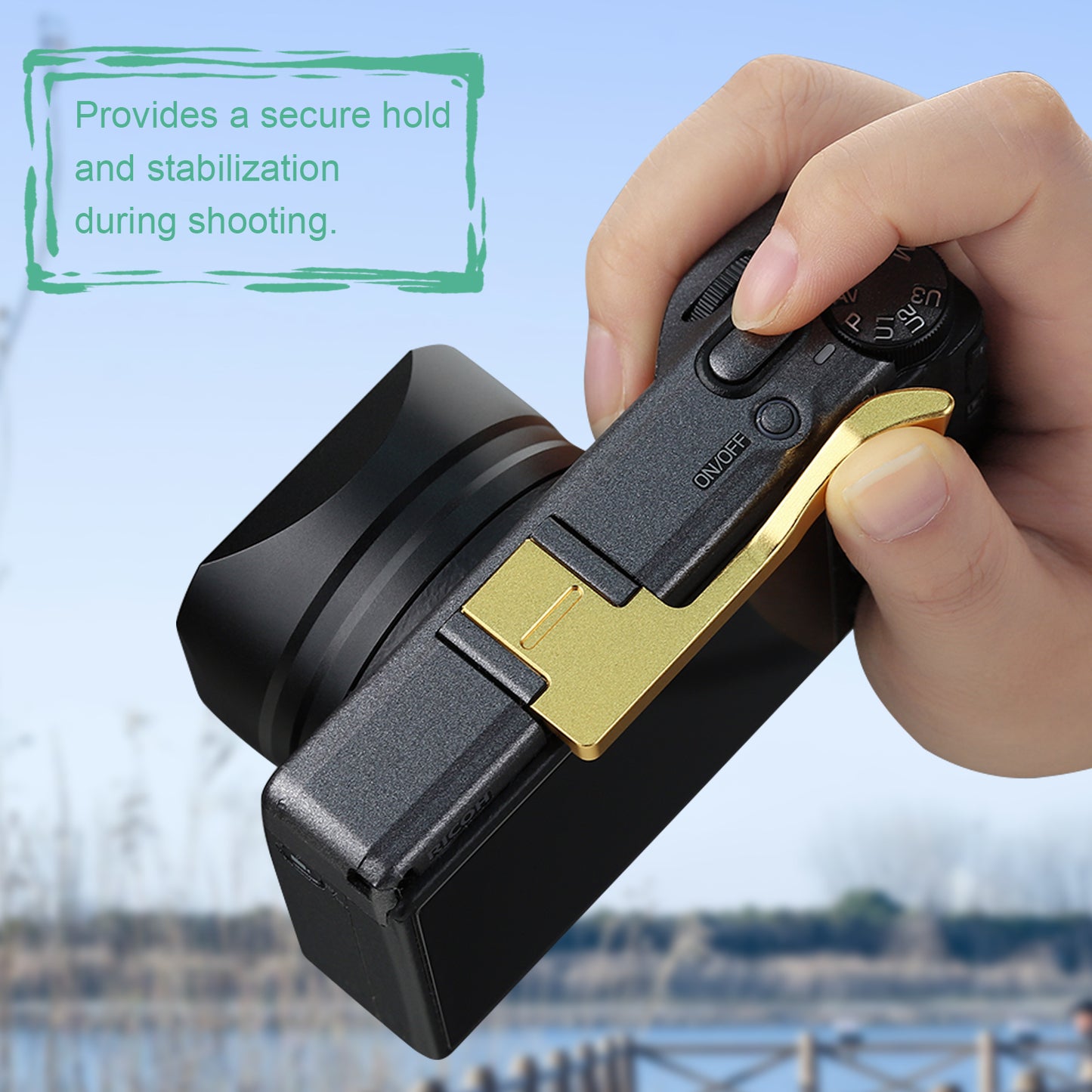 Haoge  Metal Thumb Up Rest Hand Grip for RICOH GR IV GR4 GR III GR3 GRIIIX GR3 X HDF Camera Accessories Gold  Hot Shoe Thumb Up THB-GR4LG