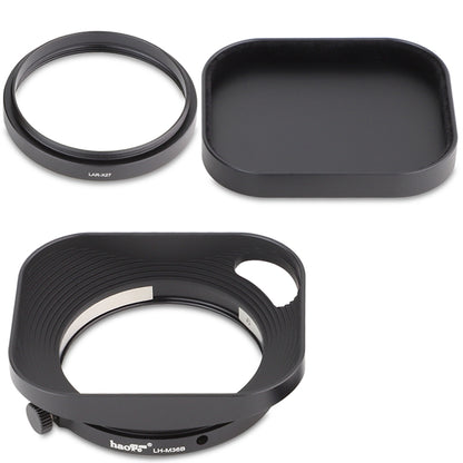 Haoge Lens Hood Metal Squaret for Fujifilm XF 23mm F2.8 R WR Lens Hood Silver ,With Metal Cap on Fuji X-E5 Camera