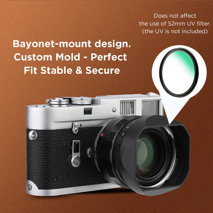 Haoge New version Metal Square Lens Hood Shade for Voigtlander Nokton Aspherical ASPH 40mm f/1.2 VM , 35mm f1.2 II/III VM , 50mm f1.2 VM Leica M Lens replaces LH-8 Black LH-VM35-NB