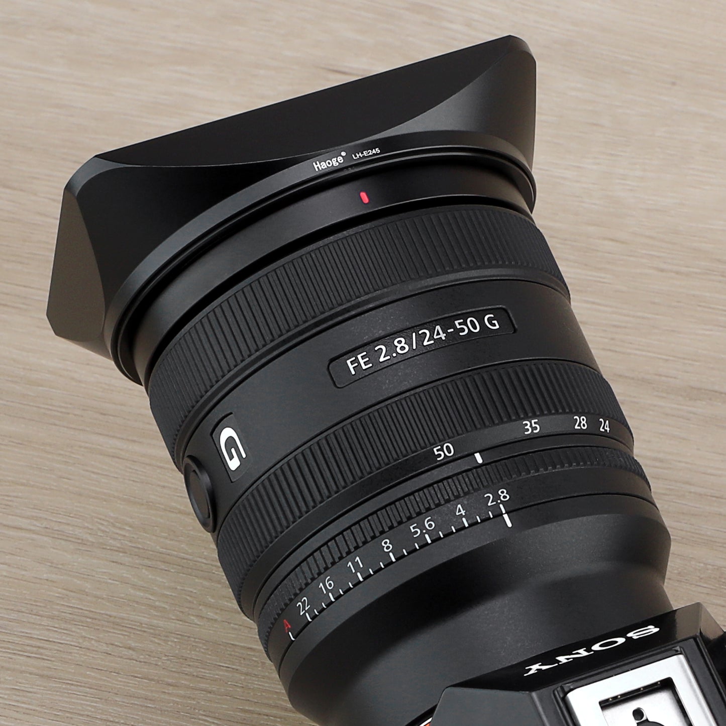Haoge LH-E245 Bayonet Square Metal Lens Hood Shade with Cap for Sony FE 24-50mm F2.8 G SEL2450G Lens