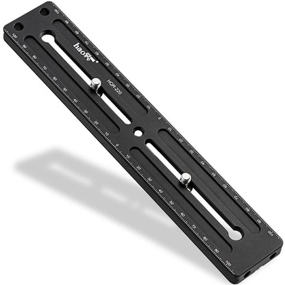 Haoge 220mm Multi-purpose Long Quick Release Extender Rail Sliding Plate for Camera Tripod Ballhead Clamp fit Benro Arca Swiss Sunwayfoto