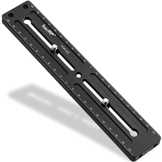 Haoge 220mm Multi-purpose Long Quick Release Extender Rail Sliding Plate for Camera Tripod Ballhead Clamp fit Benro Arca Swiss Sunwayfoto