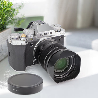 Haoge LH-X13B Bayonet Dedicated Lens Hood of Square Metal for Fuji Fujifilm Fujinon XF 18-55mm F2.8-4 R LM OIS Lens and Fujinon XF 14mm F2.8 R Lens on X-Pro3 XT30 XT4 Camera (New Version with a Hood Metal Cap)