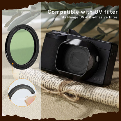 Haoge New Version Metal Square Lens Hoods for RICOH GR4 GR IV HDF GR IV Monochrome Camera Accessories Locking installation design LH-GR4NLo