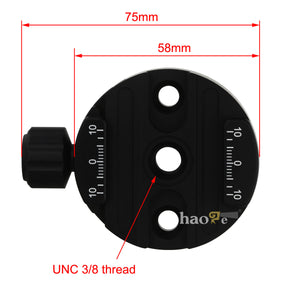 Haoge 58mm Screw Knob Clamp Adapter with 60mm QR Quick Release Plate for Camera Tripod Ballhead Monopod Ball Head Fit Arca Swiss