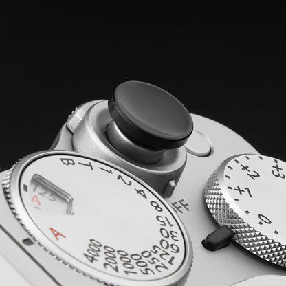 Haoge Metall-Auslöseknopf für Nikon ZF Kameras, Fujifilm GFX100RF XE4 X-E5 X-T5 X-T4 X-T3 X-T50 X-T30II X-T30 X-Pro2 X-Pro3 X100T X100F X100V X100VI und Leica M1 M2 M3 M6 M7 M8 M9 M10 ME MP M9-P MA Q3 Q3-43 D-LUX 8, konkave Oberfläche, schwarz
