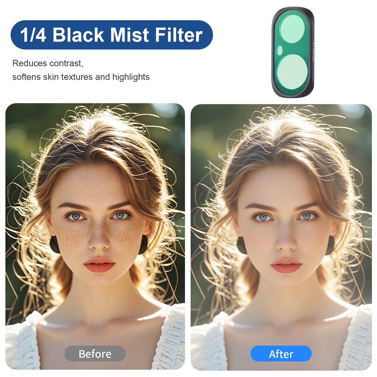 Haoge Magnetic Filter Kit for Insta360 Luna Ultra,Includes CPL Polarizer,Black Mist 1/4Filter,Variable ND Filter ND2-32(3-Pack)