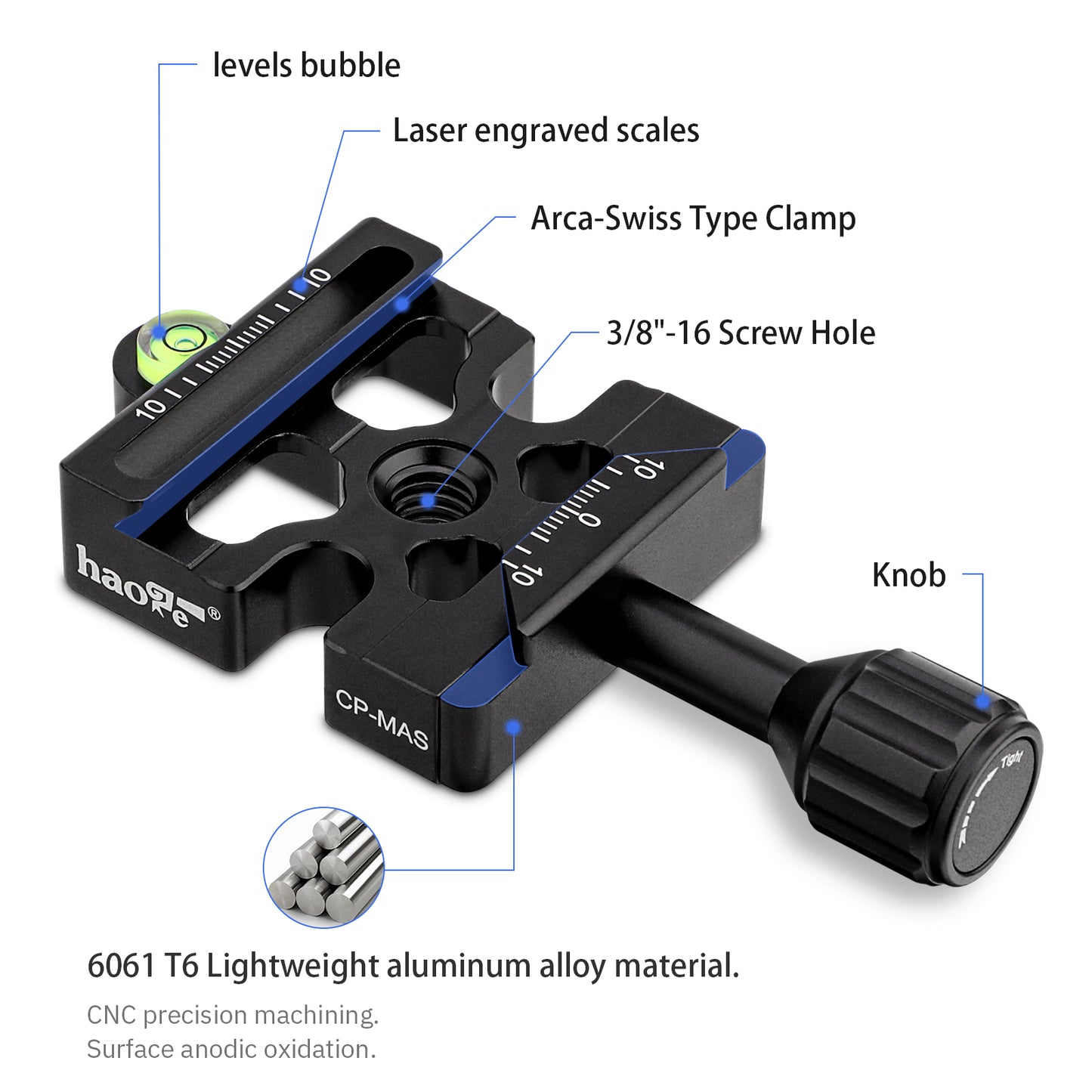 Haoge Screw Knob Quick Release QR Clamp Compatible with Bogen 3157N / Manfrotto 200PL-14 RC2 / Arca Swiss for Tripod Head