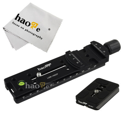 Haoge 140mm Nodal Slide Double Dovetail Focusing Rail Plate with Metal Quick Release Clamp and 60mm Plate for Camera Panoramic Panorama Close Up Macro Shoot fit Arca Swiss RRS Benro Kirk