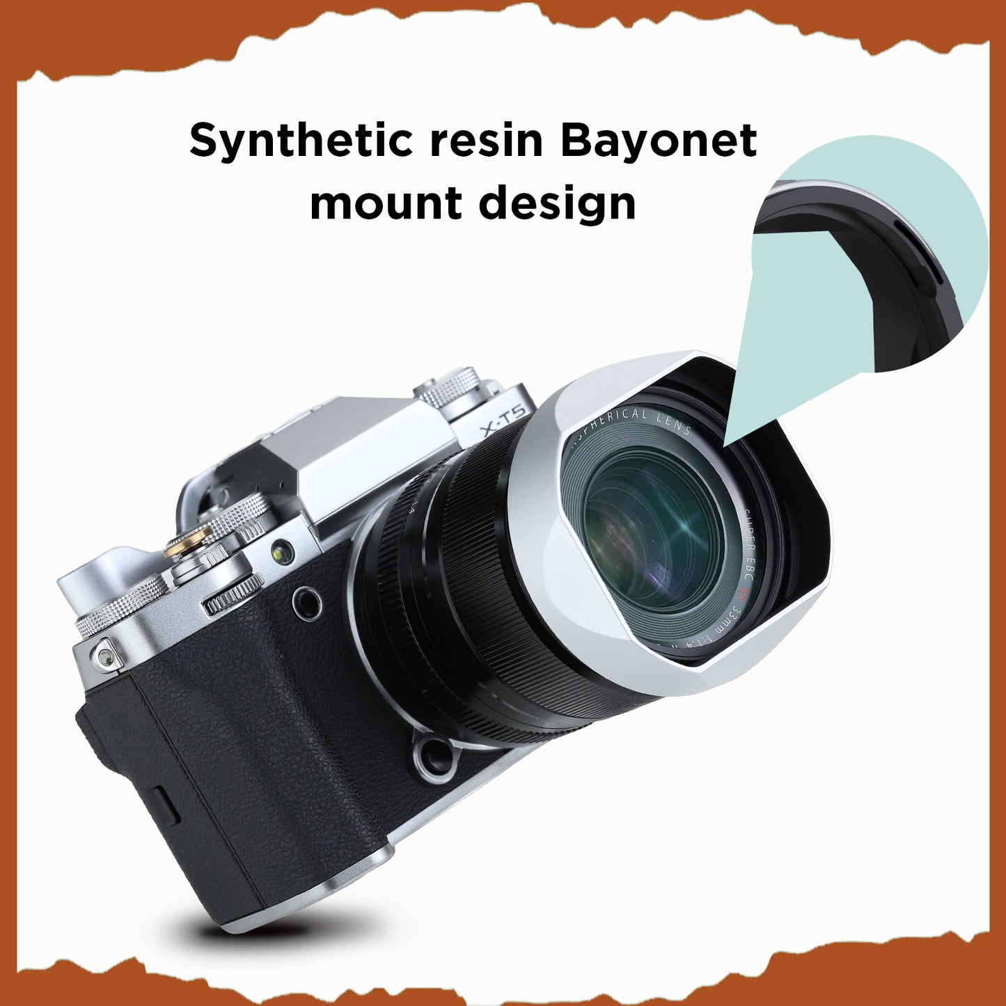 Haoge Silver Metal Square Lens Hood for Fujifilm XF33mm F1.4 R LM WR Lens, Fuji XF23mmF1.4 R LM WR,Fujinon XF 16-50mm F2.8-4.8 R LM WR lens, Bayonet  Hood Shade,With Metal Cap Kit,