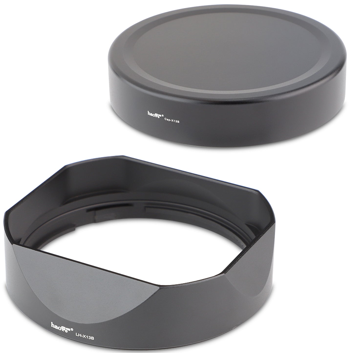 Haoge LH-X13B Bayonet Dedicated Lens Hood of Square Metal for Fuji Fujifilm Fujinon XF 18-55mm F2.8-4 R LM OIS Lens and Fujinon XF 14mm F2.8 R Lens on X-Pro3 XT30 XT4 Camera (New Version with a Hood Metal Cap)