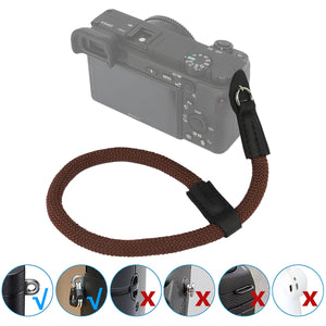 Haoge Camera Hand Wrist Strap for Fujifilm Fuji X-H1 XH1 X30 X70 X100 X100F X100T X100S GFX 50R GFX100, for Canon EOS M5 M6, for Nikon 1 J3 J4 J5 V1 V2 V3 S1 S2 Climbing Rope Coffee