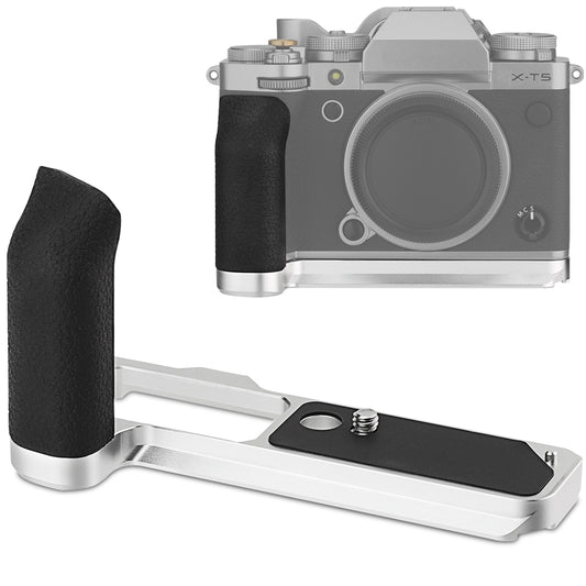 Haoge X-T5 Handgrip for Fujifilm X-T5 Camera L-Shape Grip, With Ergonomic Silicone Side Handle Built-in Arca Swiss Type Plate for DJI RS2/RS-C2/RS3/RS3-PRO/RS3 Mini ,Silver MHG-XT5S