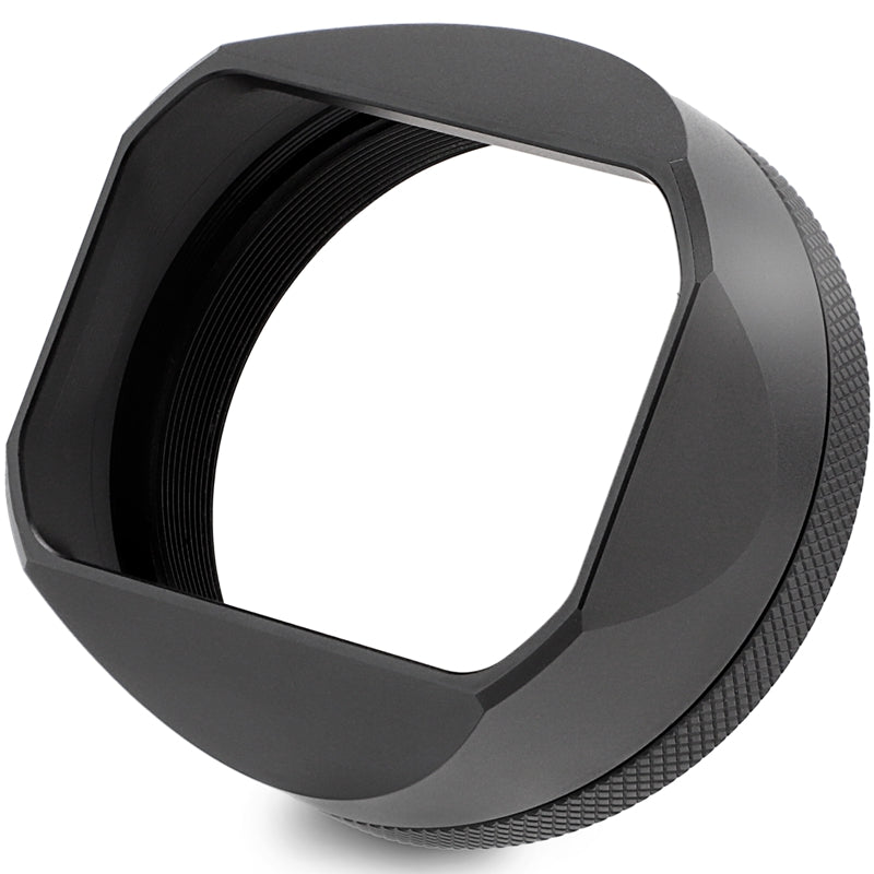 Haoge Square Metal Lens Hood for Fujifilm Fuji X100VI X100V Camera Black with 49mm UV Filter Adapter Ring