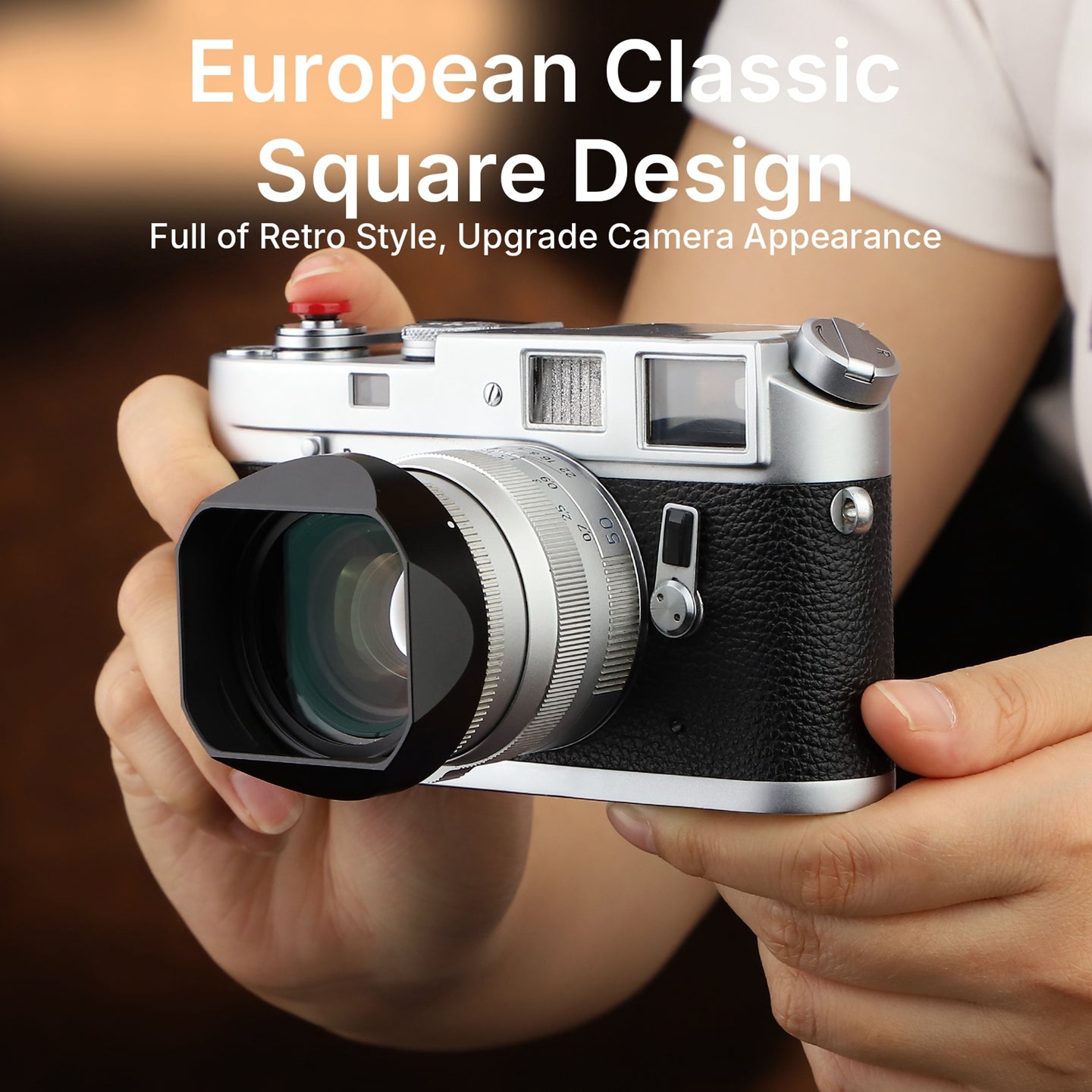 Haoge New Square Metal Lens Hood for Carl Zeiss Biogon T* 2/35 35mm f2 ZM, C Biogon T* 2.8/35 35mm f2.8 ZM, Planar T* 2/50 50mm f2 ZM Lens Black with Cap LH-ZVM02-NB+Cap-ZV02-NB