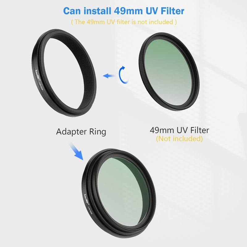 Haoge Lens Filter Adapter Ring for Fujifilm X100VI Fuji FinePix X100V Camera fit 49mm UV CPL ND Filter Lens Cap Replace Fujifilm AR-X100 Black