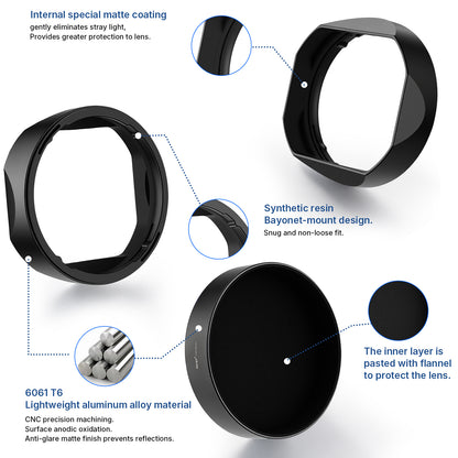 Haoge Square Metal Lens Hood for Voigtlander APO-LANTHAR 35mm F2 II ASPH,APO-LANTHAR 50mm F2 II Aspherical,APO-LANTHAR 28mm F2 for Nikon Z-mount Lens LH-35AAZ