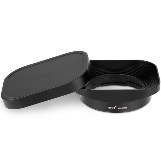 Haoge Metal Square Lens Hood with Metal cap for Olympus M.ZUIKO DIGITAL 45mm F1.8 lens LH-OM45 +Cap-36B