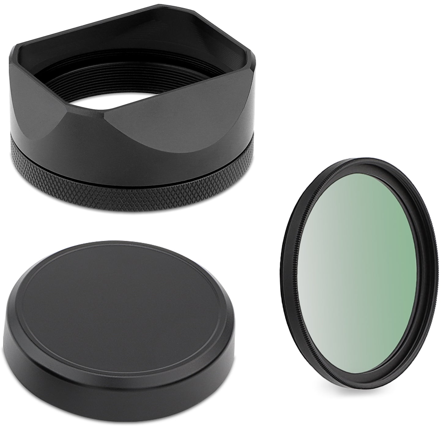 Haoge LH-X54B Square Metal Lens Hood with 49mm Adapter Ring for Fujifilm Fuji X100VI x100v Camera Black