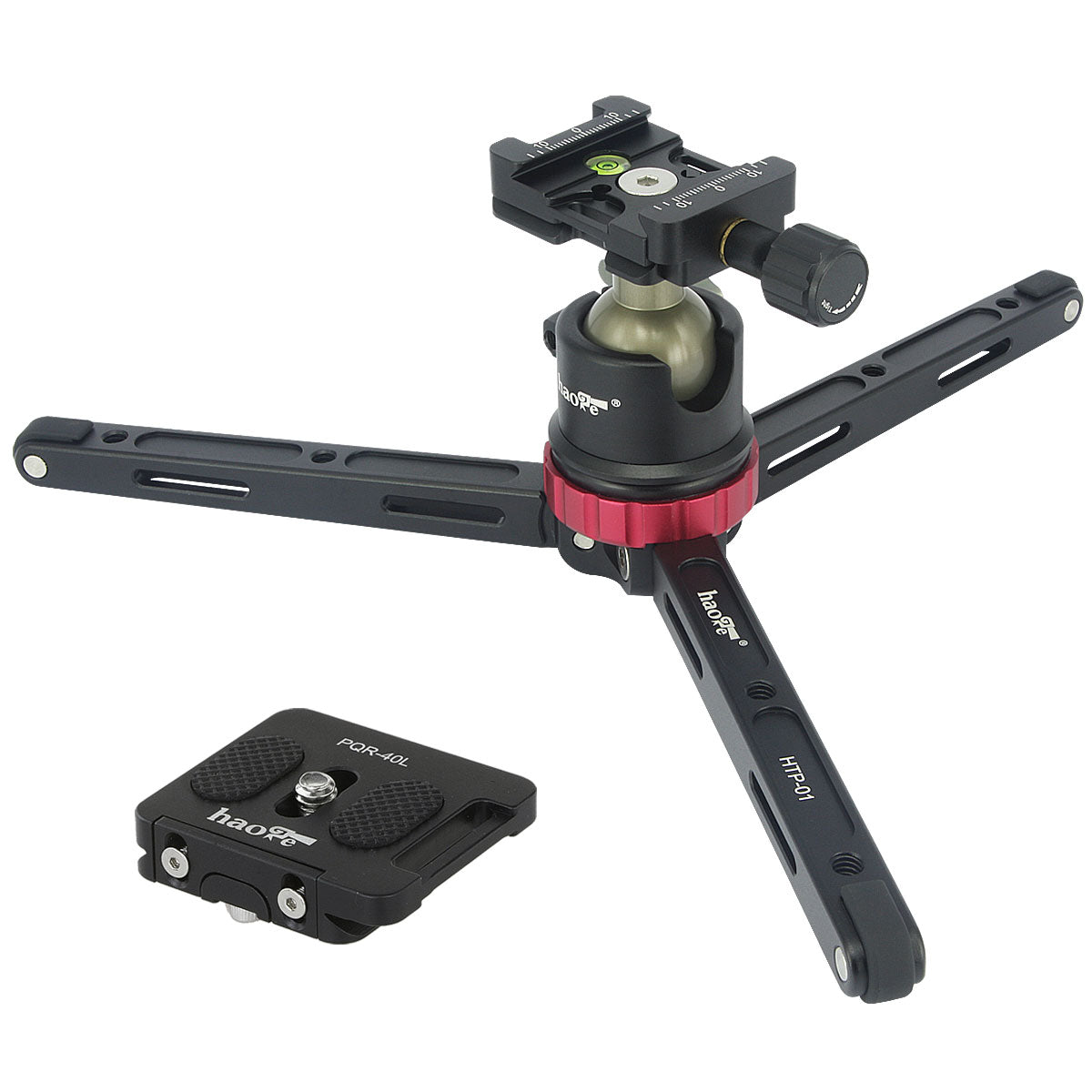 Haoge HTP-01 Table Top Tabletop Tripod Desktop Stand with Low Profile BallHead Ball Head and Quick Release Plate for DSLR Camcorder Digital Camera Low Angle Shot Macro Photography Max load 6.8kg 15lb