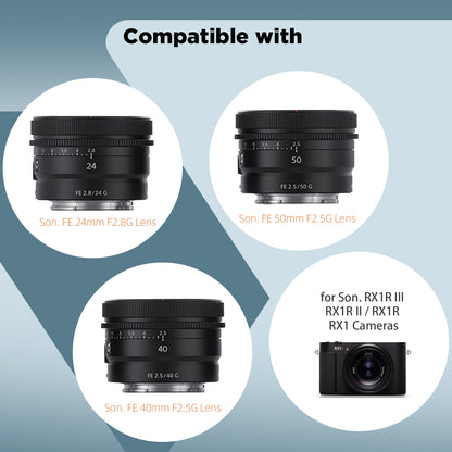 Haoge Metal Square Lens Hood for Sony RX1R3/RX1M2/RX1 FE 40mm F2.5 G FE 50mm F2.5 G FE 24mm F2.8 G Lens Shade on A7CII A7CR A7R4 Camera Bayonet  Mount Silver