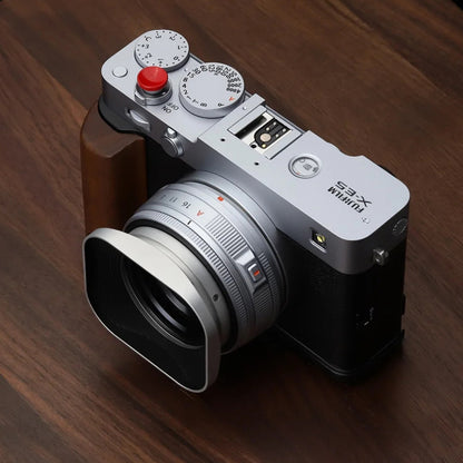 Haoge Lens Hood Metal Squaret for Fujifilm XF 23mm F2.8 R WR Lens Hood Silver ,With Metal Cap on Fuji X-E5 Camera