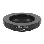 Load image into Gallery viewer, Haoge Manual Lens Mount Adapter for 39mm M39 Mount Lens to Olympus and Panasonic Micro Four Thirds MFT M4/3 M43 Mount Camera

