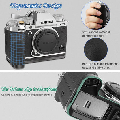 Haoge X-T5 Handle grip for Fujifilm X-T5 Camera L-Shape Grip, With Ergonomic Silicone Side Handle,Arca Swiss Type Plate for DJI RS2/RS-C2/RS3/RS3-PRO/RS3 Mini Gimbal Stabilizer,Black MHG-XT5B
