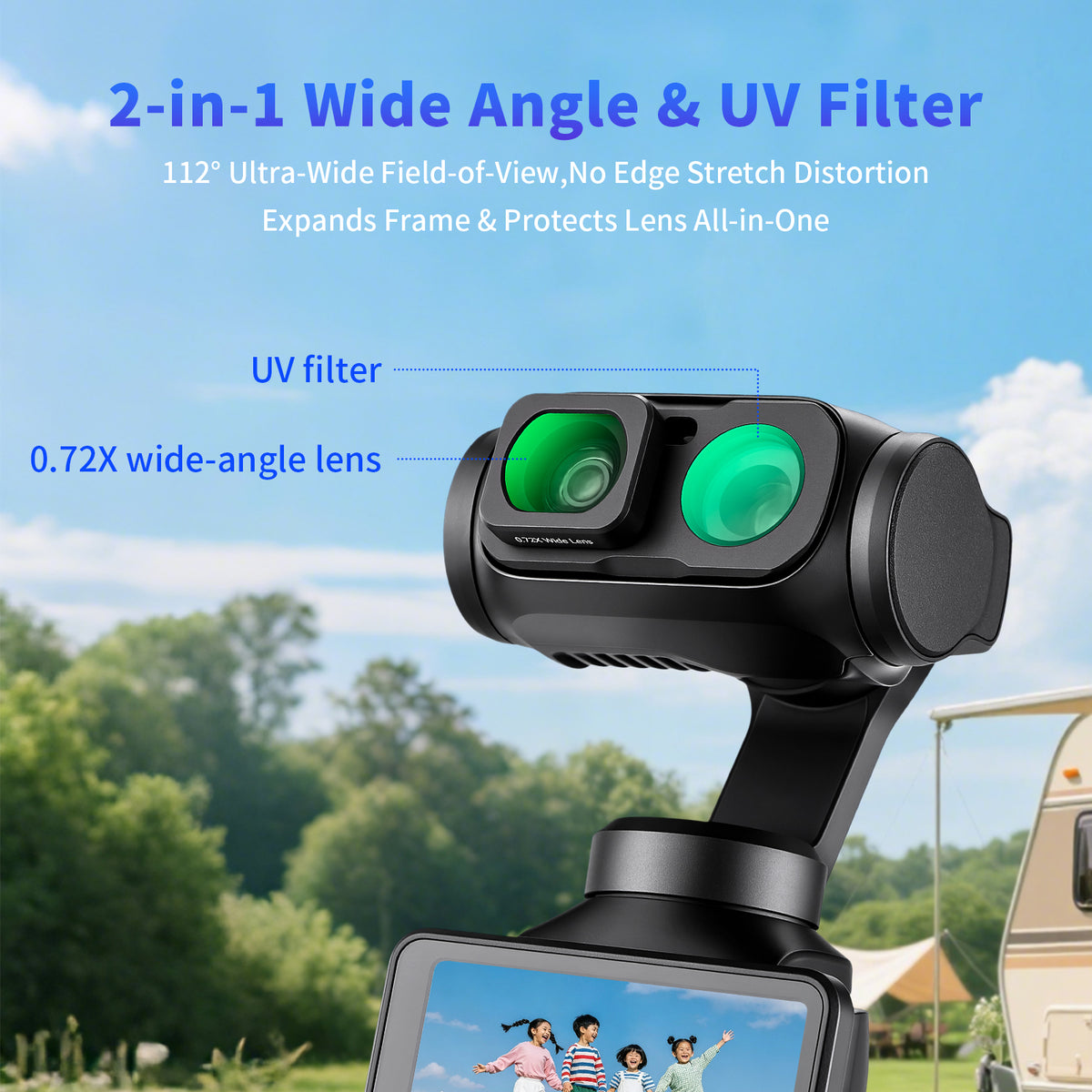Haoge 0.72X Wide-Angle Lens for Insta360 Luna Ultra,112° FOV Expansion,Gimbal-Safe No Vignetting