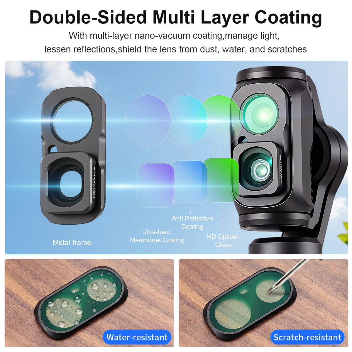 Haoge Magnetic CPL Polarizing Filter for Insta360 Luna Ultra,28-Layer HD Optical Glass,Glare Reduction,Aluminum Alloy Frame