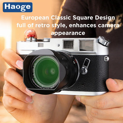 Haoge New Square Metal Lens Hood for Carl Zeiss C Sonnar T* 1.5/50 50mm f1.5 ZM, Biogon T* 2.8/25 25mm f2.8 ZM, 2.8/28 28mm f2.8 ZM Lens LH-ZV03-NB