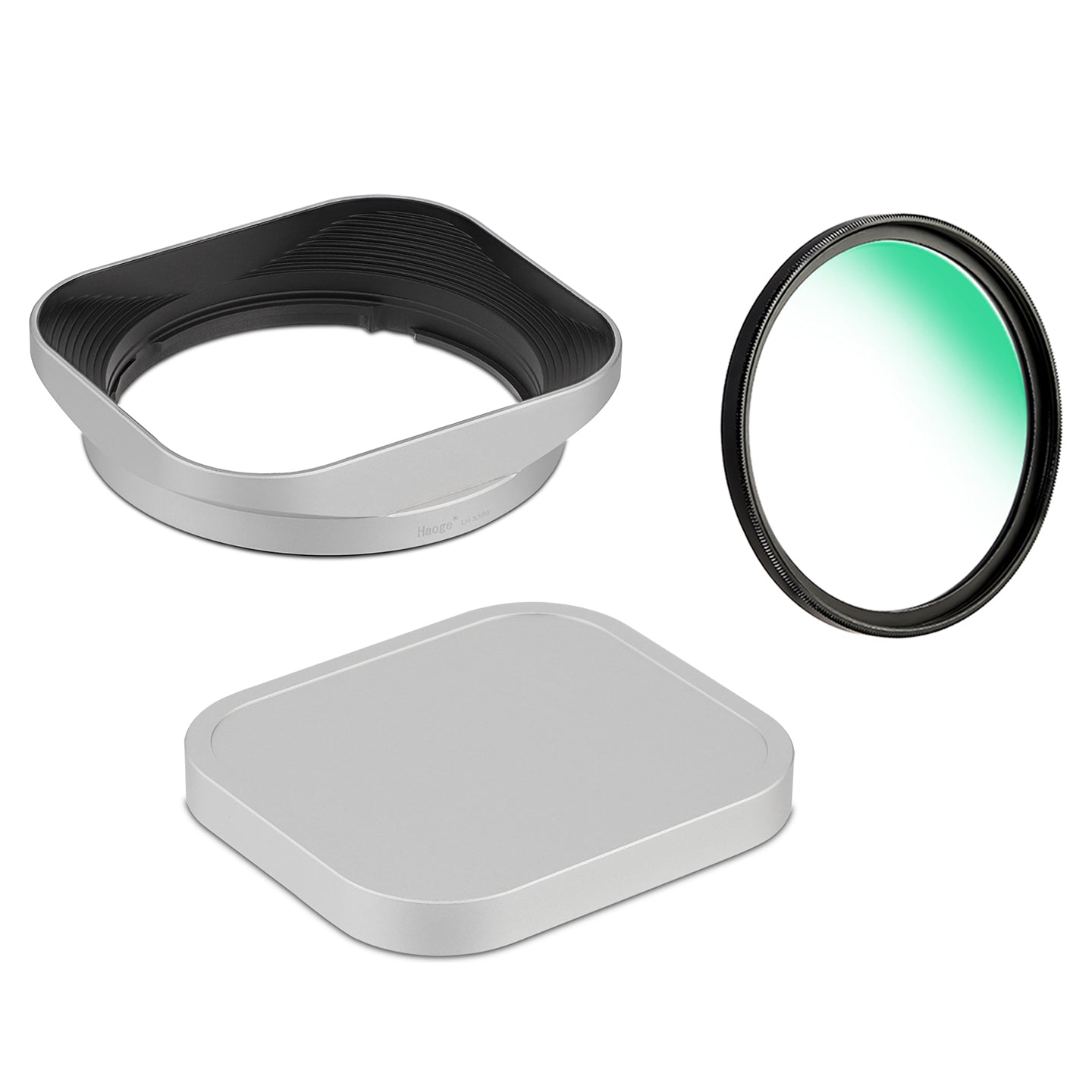 Haoge Silver Metal Square Lens Hood for Fujifilm XF 33mm F1.4 R WR Lens, Fuji XF 16-50mm,Fuji XF 23mm f/1.4 R LM WR lens Hood Shade Bayonet Mount
