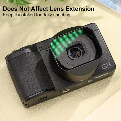 Haoge GR4 Metal Square Lens Hood & Built-in UV Filter for RICOH GR VI HDF Camera Lens Accessories Bayonet Mount, With Lock Button Design