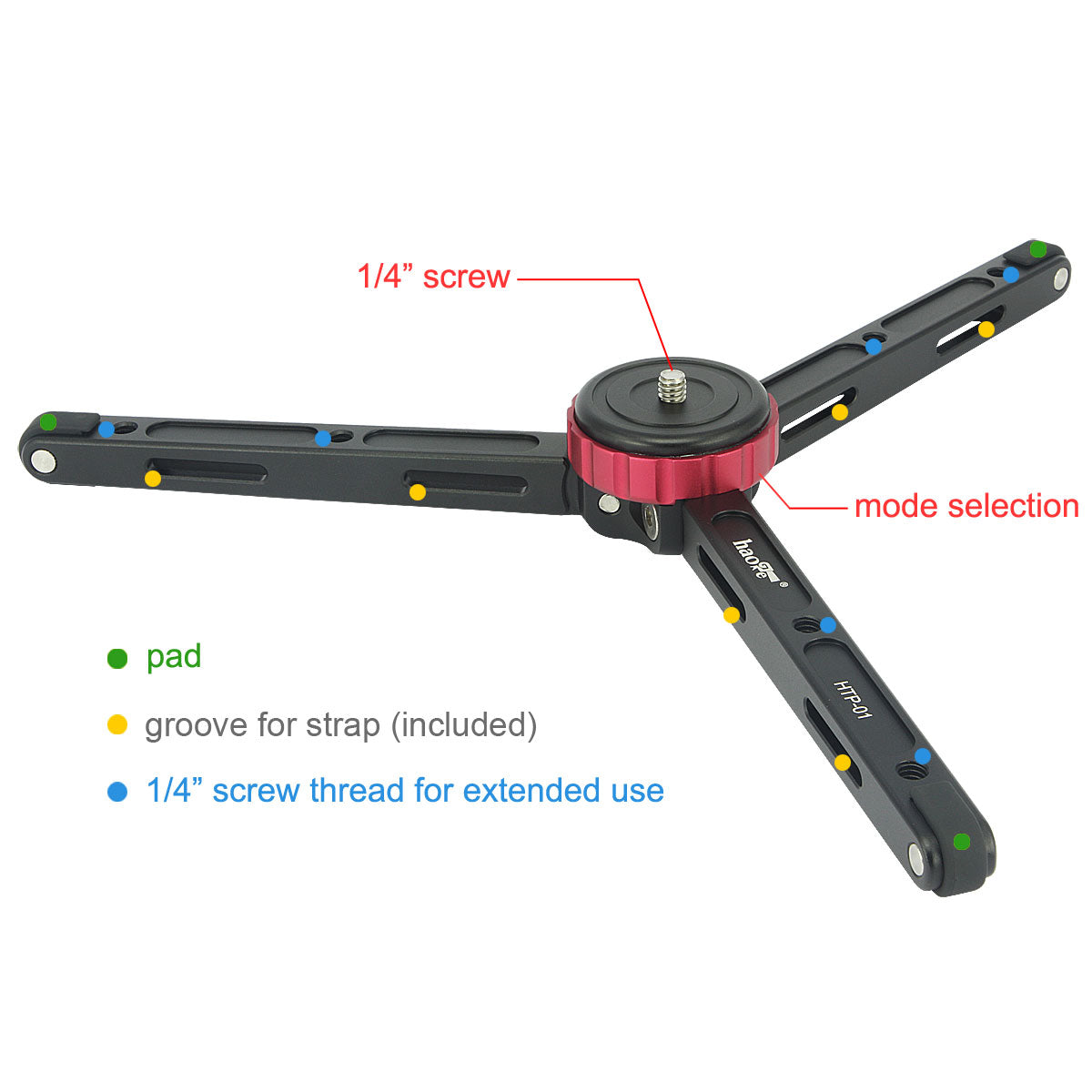 Haoge HTP-01 Table Top Tabletop Tripod Desktop Stand with Low Profile BallHead Ball Head and Quick Release Plate for DSLR Camcorder Digital Camera Low Angle Shot Macro Photography Max load 6.8kg 15lb