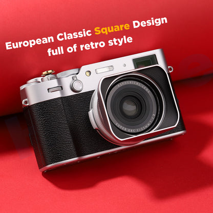 Haoge LH-X200B スクエアメタルレンズフード 49mmアダプターリング付き Fujifilm X100VI Fuji x100vi X100V X100F X100T X100S X100 X70 Fuji写真カメラアクセサリー ブラック