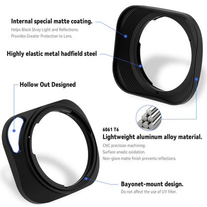 Haoge LH-ZV03P Lens Hood for Carl Zeiss Distagon T 2.8/21 21mm f2.8 ZM, C Biogon T 4.5/21 21mm f4.5 ZM, 2.8/25 25mm f2.8 ZM, 2.8/28 28mm f2.8 ZM, C Sonnar T 1.5/50 50mm f1.5 ZM Hollow Out Designed
