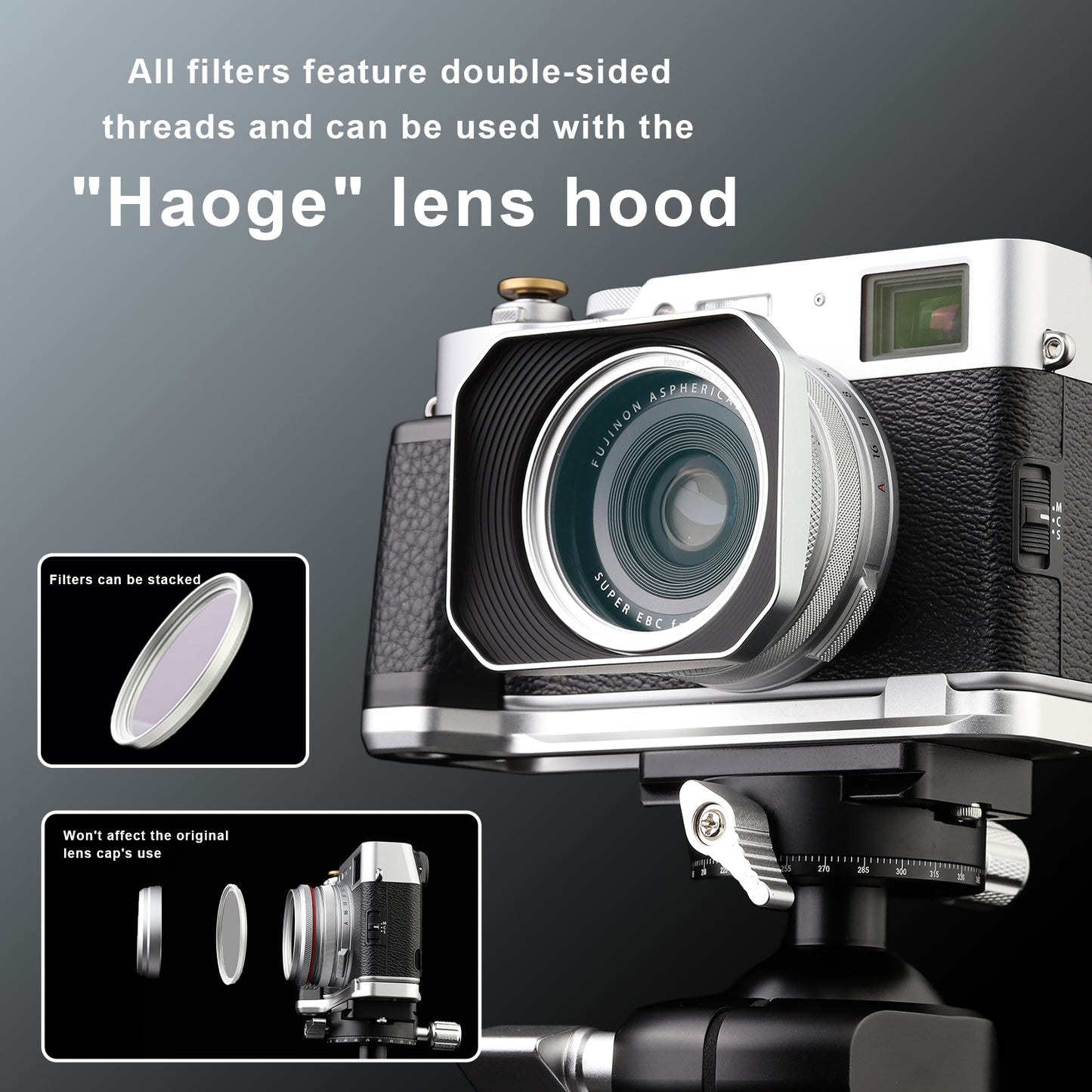 Haoge 49mm MC UV Lens Protection Filter for fuji X100VI x100f X100V X100S X100T Camera Lens Optical Glass Ultra Slim 18 Multi-Layer Coatings Silver