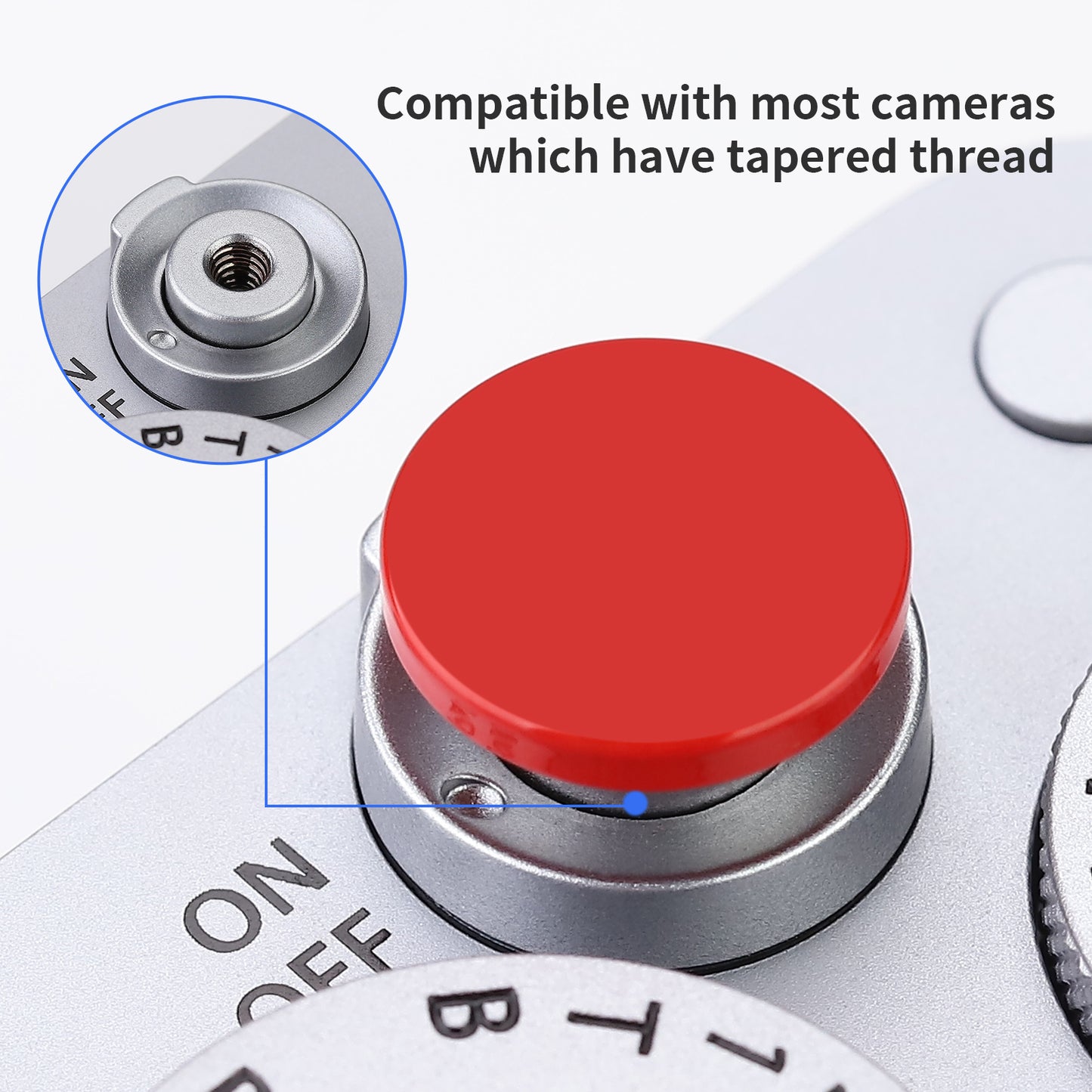 Haoge 12mm Copper Shutter Release Button for Sony RX1R3 Fujifilm GFX100RF XT5 XT50 XT30III X-Pro3 XE5 Nikon Zf  DF and Leica Q3 M240 M10 M-11 D-Lux8 Red Concave Surfacel