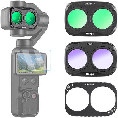Haoge Magnetic Filter Kit for DJI Osmo Pocket 4 Pro (4P),Includes Black Mist 1/4,Light Pollution Filter,2-Pack