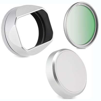 Haoge LH-X54B Square Metal Lens Hood with 49mm Adapter Ring for Fujifilm Fuji X100VI x100v Camera Black