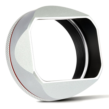 Haoge Square Metal Lens Hood for Fujifilm X100VI Fuji X100V X100F X100T X100S X70 Camera Silver with 49mm UV Filter Adapter Ring LH-XVI100S