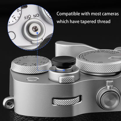 Haoge Metall-Auslöseknopf für Nikon ZF Kameras, Fujifilm GFX100RF XE4 X-E5 X-T5 X-T4 X-T3 X-T50 X-T30II X-T30 X-Pro2 X-Pro3 X100T X100F X100V X100VI und Leica M1 M2 M3 M6 M7 M8 M9 M10 ME MP M9-P MA Q3 Q3-43 D-LUX 8, konkave Oberfläche, schwarz