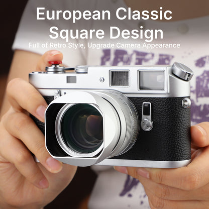 Haoge New Square Metal Lens Hood for Voigtlander Nokton 35mm f/1.4 II, 40mm f1.4 VM, 50mm f1.5 Aspherical II VM, 28mm f1.5,Carl Zeiss Biogon T* 2/35 35mm f2 ZM, C Biogon T* 2.8/35 35mm f2.8 ZM, Planar T* 2/50 50mm f2 ZM Lens with Metal Cap LH-ZV02-NS