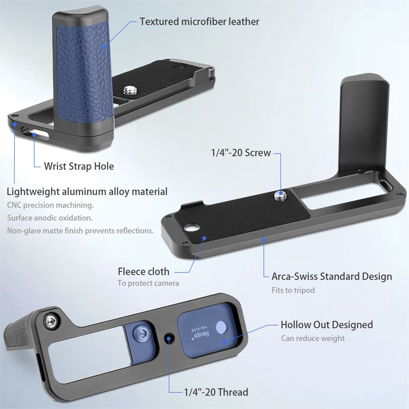 Haoge HG-XVIB Quick Release Plate Camera Bracket Holder Hand Grip for Fujifilm Fuji X100VI Camera Black fit Arca Swiss Sunwayfoto Kirk RRS Benro