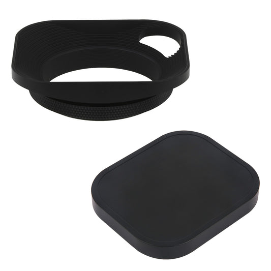 Haoge 49mm Square Metal Screw-in Lens Hood Hollow Out Designed with Cap for Leica Q3 Q2 Q Camera and 49mm Filter Thread Lens Black LH-E2P