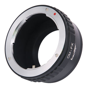 Haoge Manual Lens Mount Adapter for Olympus OM Lens to Fujifilm Fuji X FX mount Camera such as X-A1 X-A2 X-A3 X-A5 X-A10 X-A20 X-E1 X-E2 X-E2s X-E3 X-H1 X-M1 X-Pro1 X-Pro2 X-T1 X-T2 X-T10 X-T20