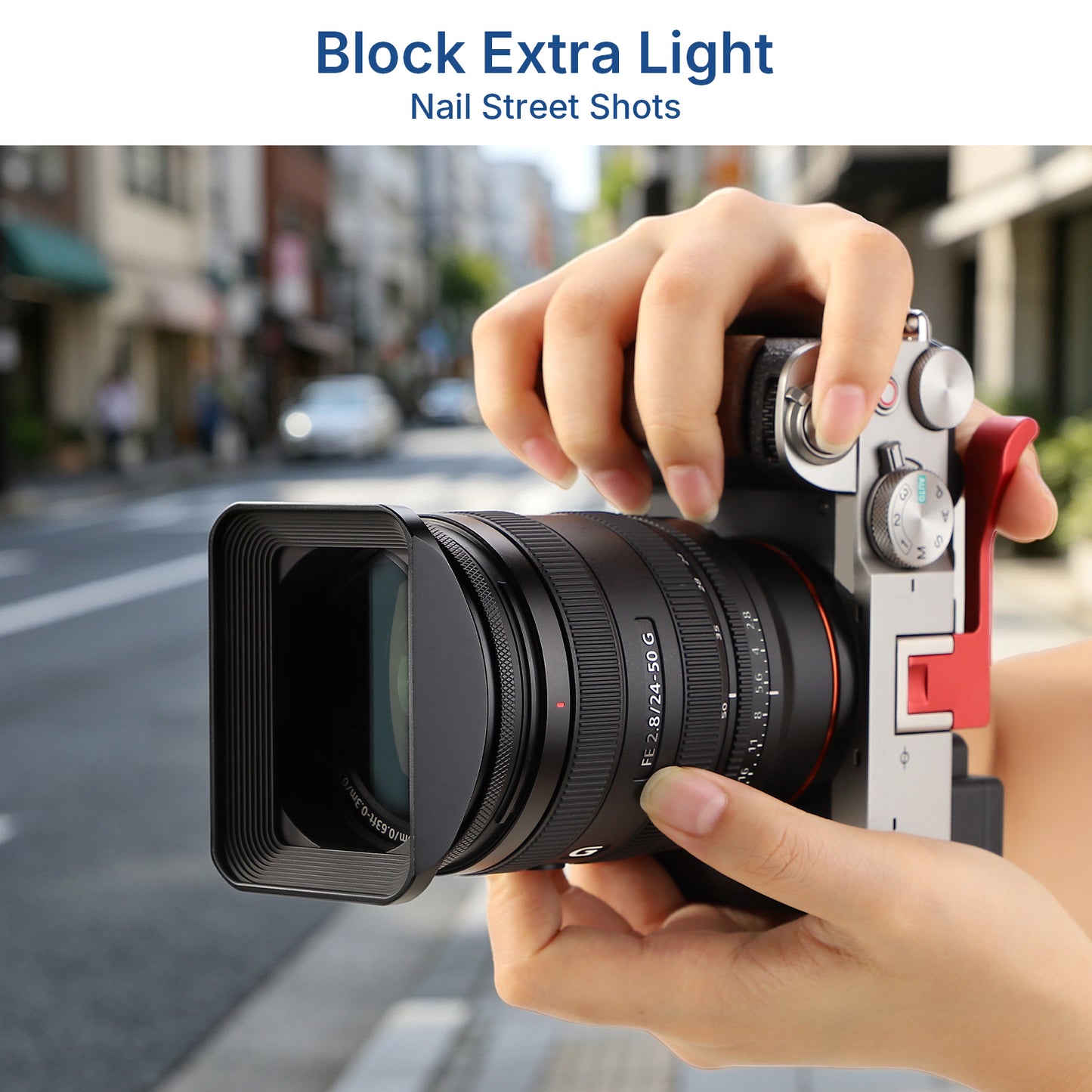 Haoge 62mm角型メタルねじ込み式マウントレンズフード（キャップ​​付き）Hasselblad XCD 45Pmm F/4レンズ用