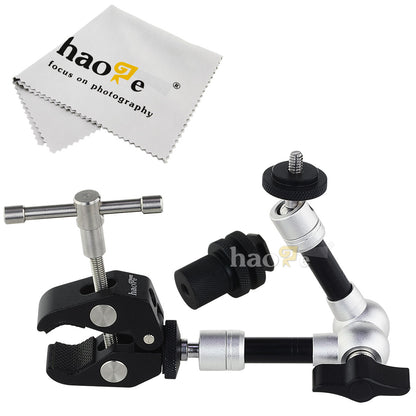 Haoge 7 inch Articulating Friction Magic Arm with Large Clamp Crab Pliers Clip for HDMI LCD Monitor LED Light DSLR Camera Video Tripod