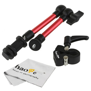 Haoge 11 inch Articulating Friction Magic Arm with Small Clamp Crab Pliers Clip for HDMI LCD Monitor LED Light DSLR Camera Video Tripod Red