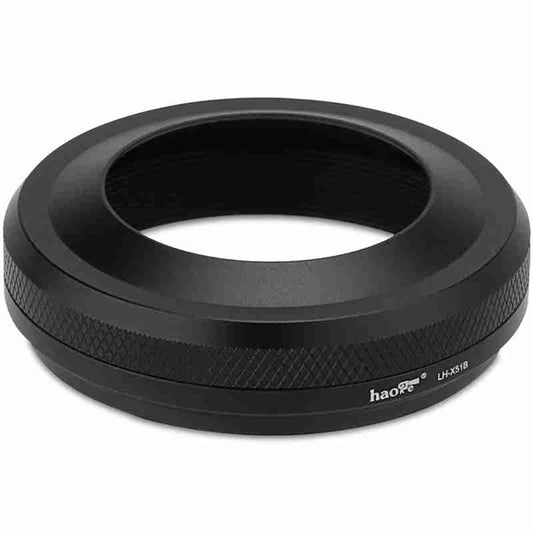 Haoge 2in1 All Metal Ultra-Thin Lens Hood with Adapter Ring Set for Fujifilm Fuji X100VI X100V Camera Black LH-X51B